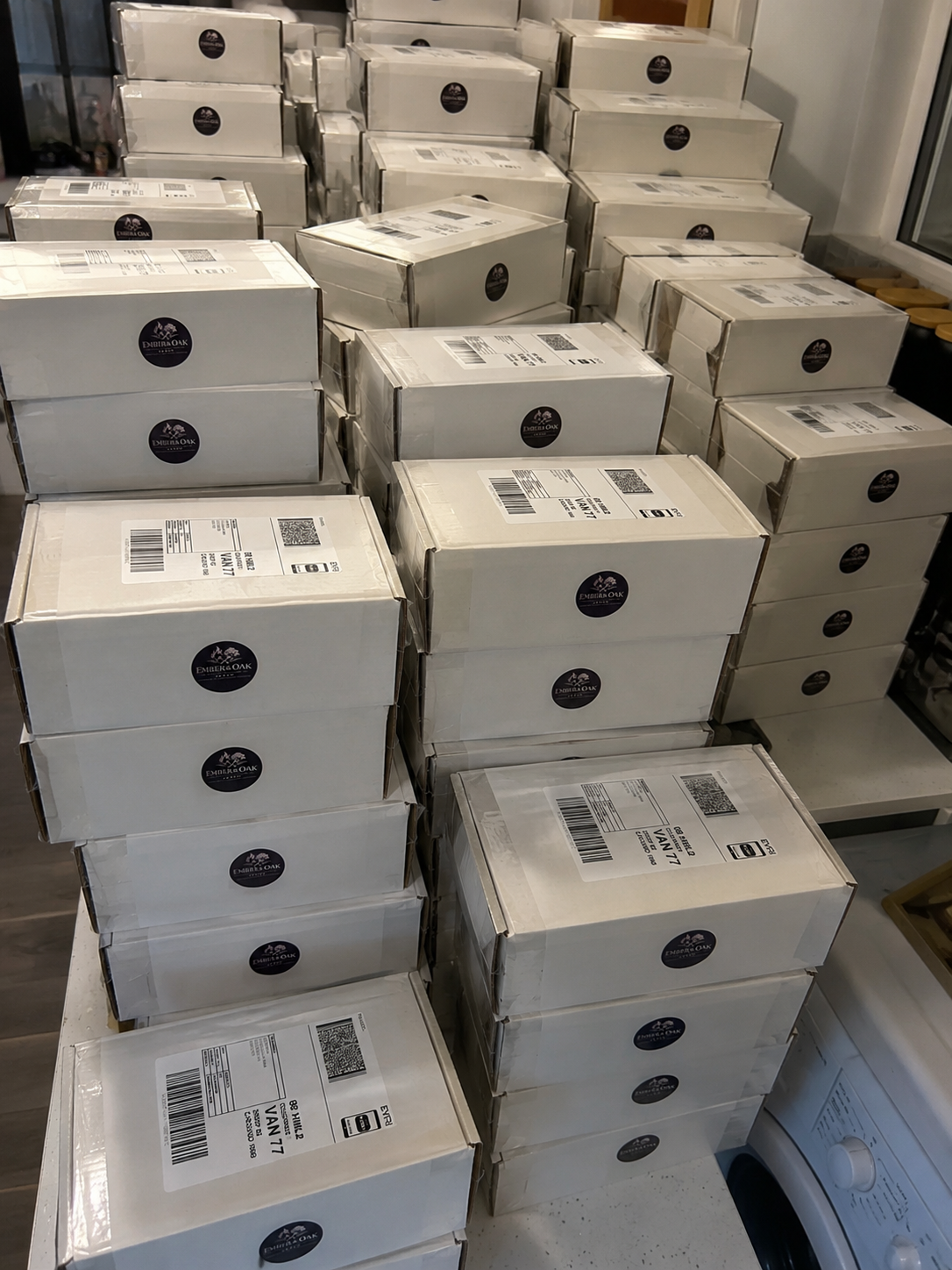Ember & Oak luxury candles packed and ready for delivery in South Wales