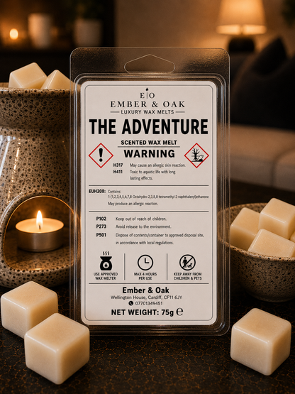    Ember & Oak The Adventure luxury scented wax melt with wax melt burner and individual wax melts