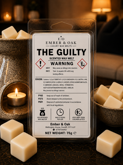     Ember & Oak The Guilty luxury scented wax melt with wax melt burner and individual wax melts