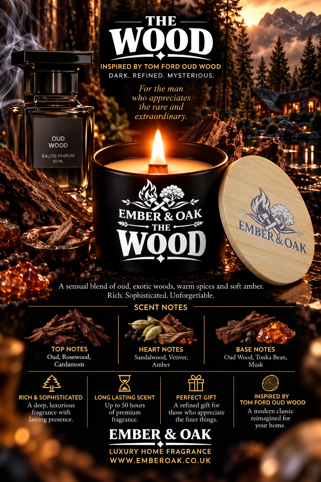 The Wood Luxury Candle - Inspired by Oud Wood